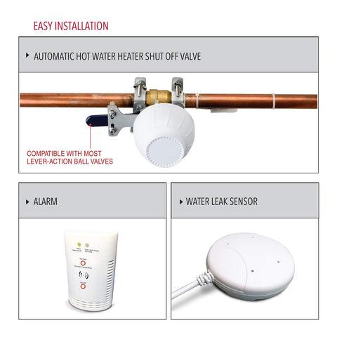 Automatic Hot Water Heater Shut Off System and Water Leak Alarm and Detector,...