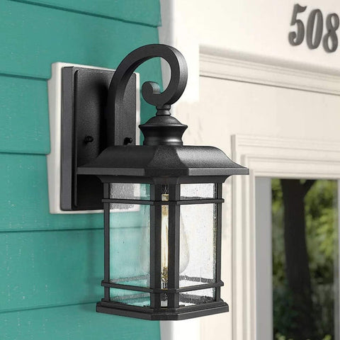 Emliviar Outdoor Wall Lanterns 2 Pack, 1-Light Exterior Wall Mount Light, Bla...