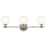 KICHLER Benno 3-Light Vanity, Modern Light with Opal Glass in Polished Nickel...