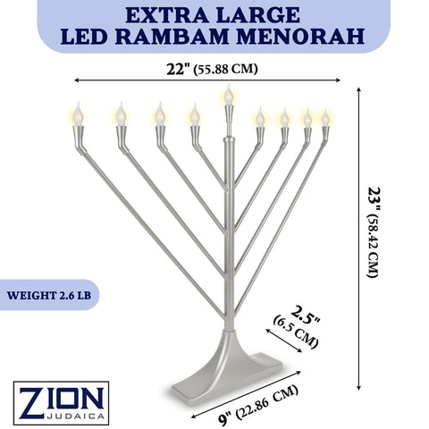 Large 23" Rambam Angled Electric Menorah with Flame Shaped Bulbs Traditional ...