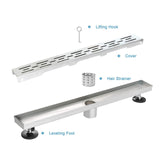 Linear Shower Drain, Shower Drain 48 inch with Bar Pattern Grate, Durable AIS...