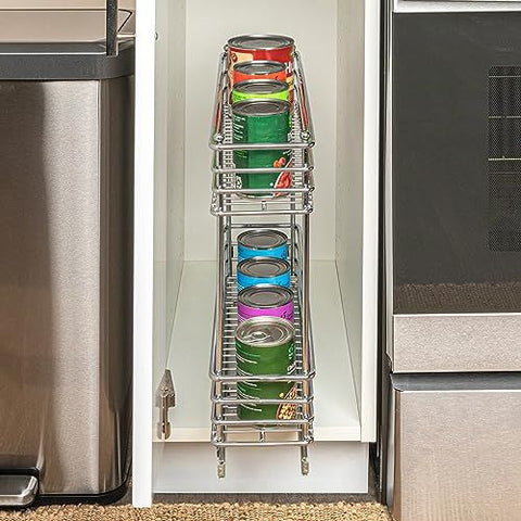 Household Essentials Narrow Sliding Cabinet Organizer, Two Tier 5", Chrome