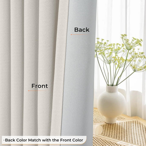 100% Blackout Shield Faux Linen Blackout Curtains for Bedroom 108 Inches Long...