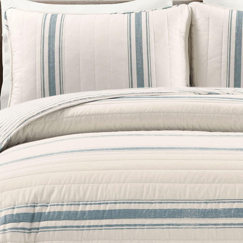 Lush Decor Comforter Farmhouse Stripe, Full/Queen, Blue 3 Quilt