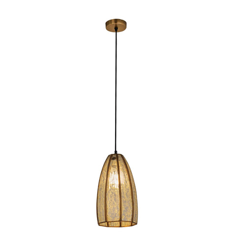 Creative Co-Op Antiqued Mirrored Mercury Glass Pendant with Gold Framework De...