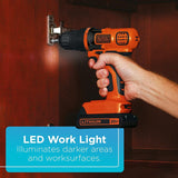 BLACK+DECKER 20V MAX Cordless Drill and Driver, 3/8 Inch, With LED Work Light...