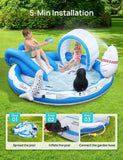 Inflatable Play Center, EVAJOY Kiddie Pool with Slide for Children, Sprinkler...