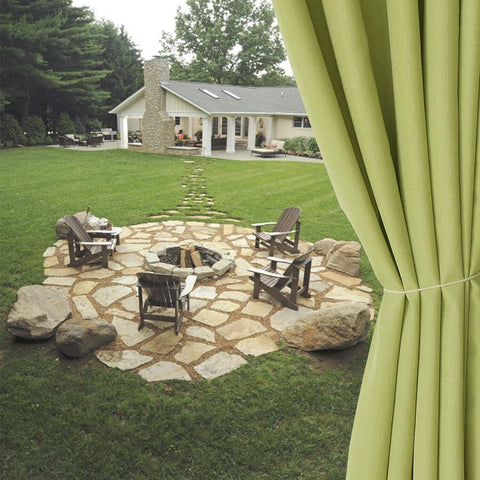 LORDTEX Linen Look Indoor/Outdoor Curtains, 52" W x 84" L, Kiwi Green, Set of...