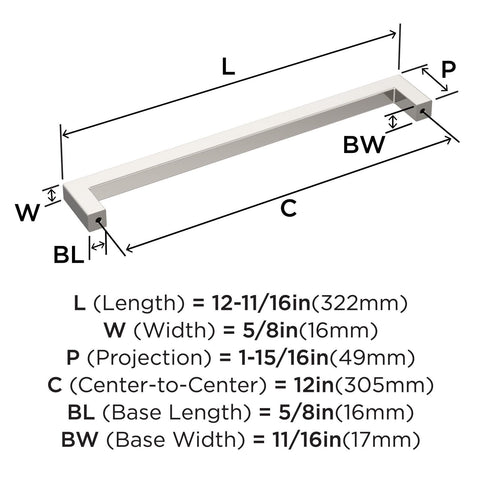 Amerock BP54045PN | Polished Nickel Appliance Pull | 12 inch (305mm) Center-t...