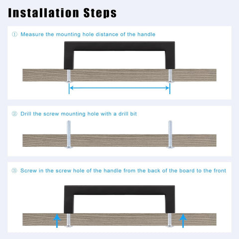 KNOBWELL 50 Pack 3-1/2 Inch (90mm) Hole Distance Black Handles for Cabinets a...