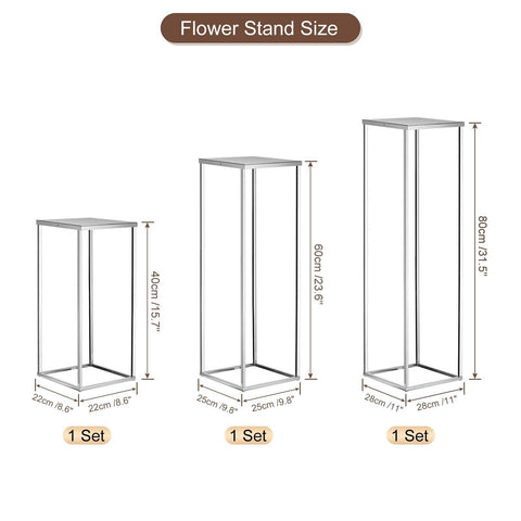 MECCANIXITY Wedding Flower Stand Vase Column, Metal Flower Stand 15.7, 23.6, ...