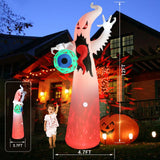 Elegear 12FT Outdoor Halloween Inflatables Ghost with Induction Horn Will Scr...