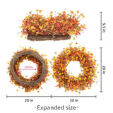 28 Inch Fall Wreaths for Front Door Artificial Orange Eucalyptus Large Autumn...