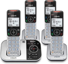 vtech VS112-4 DECT 6.0 Bluetooth 4 Handset Cordless Phone for Home with Answering Machine, Call Blocking, Caller ID, Intercom and Connect to Cell (Silver and Black)